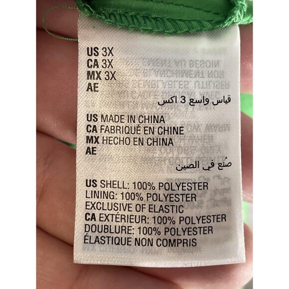 On 34th Dress Womens 3X Green Floral Maxi Puff Sleeve Smocked Waist Lined V Neck - Picture 6 of 10